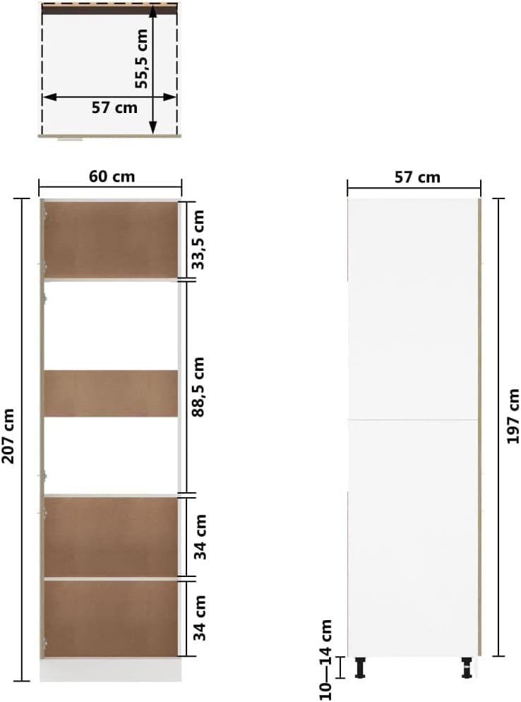 vidaXL Armoire de Réfrigérateur, Meuble de Cuisine avec Étagère, Armoire de Rangement Salle à Manger Intérieur, Chêne Sonoma Bois d'Ingénierie