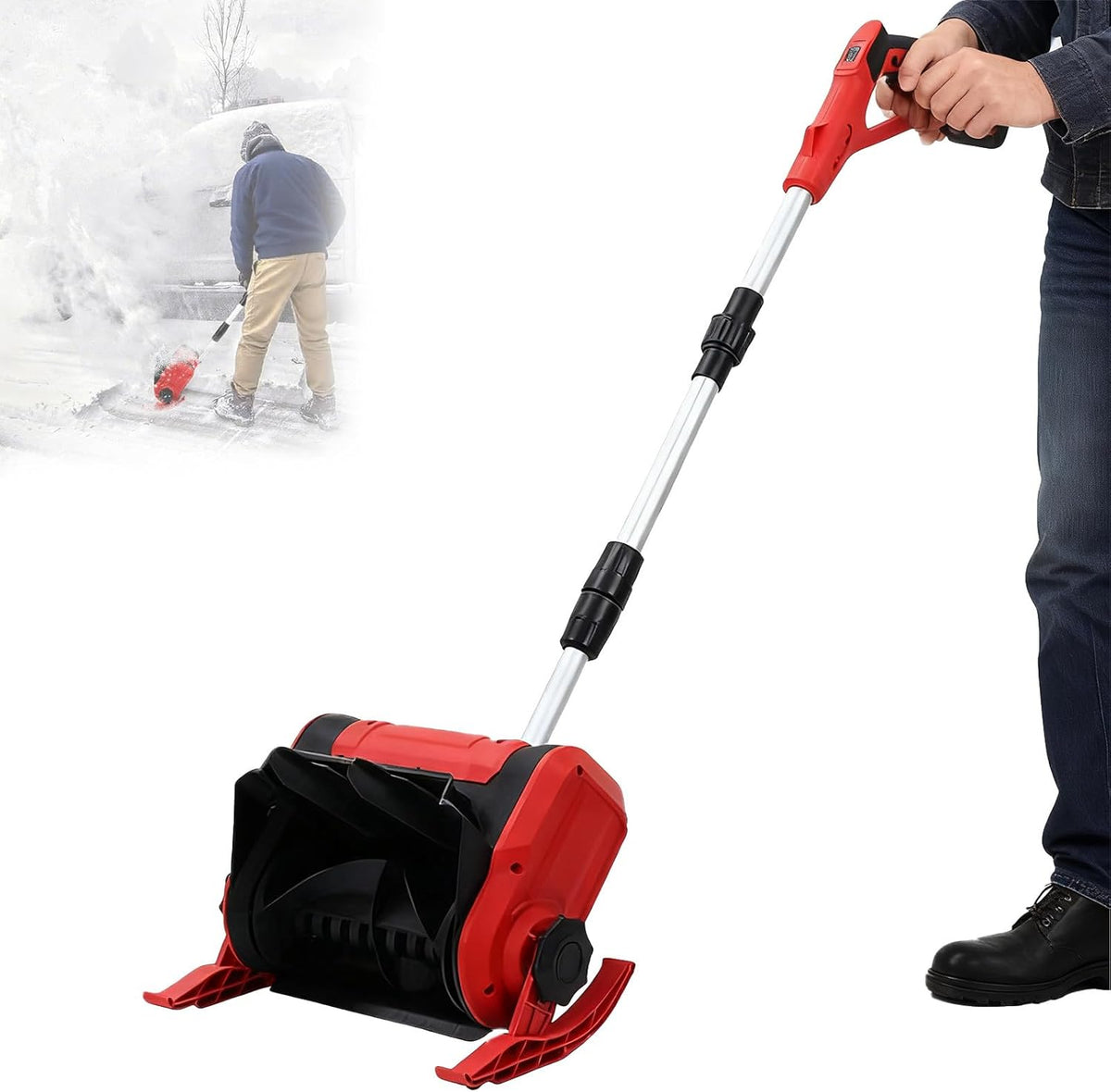 ORIDLECTAL Fraise à Neige, Deneigeuse Electrique, Déneigement pour Allées, Batterie 20V 4Ah, Moteur Haute Puissance 1200W, Portée 16cm, Léger et Facile à Manipuler