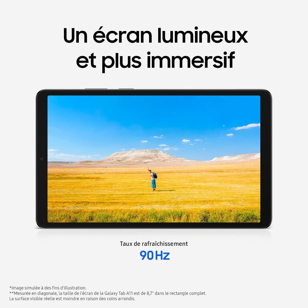 Tab A11 8.7" WiFi 128 Go, Tablette Android, RAM 8 Go, Son 3D, Gris, Chargeur Secteur Rapide 25W Inclus, Version FR