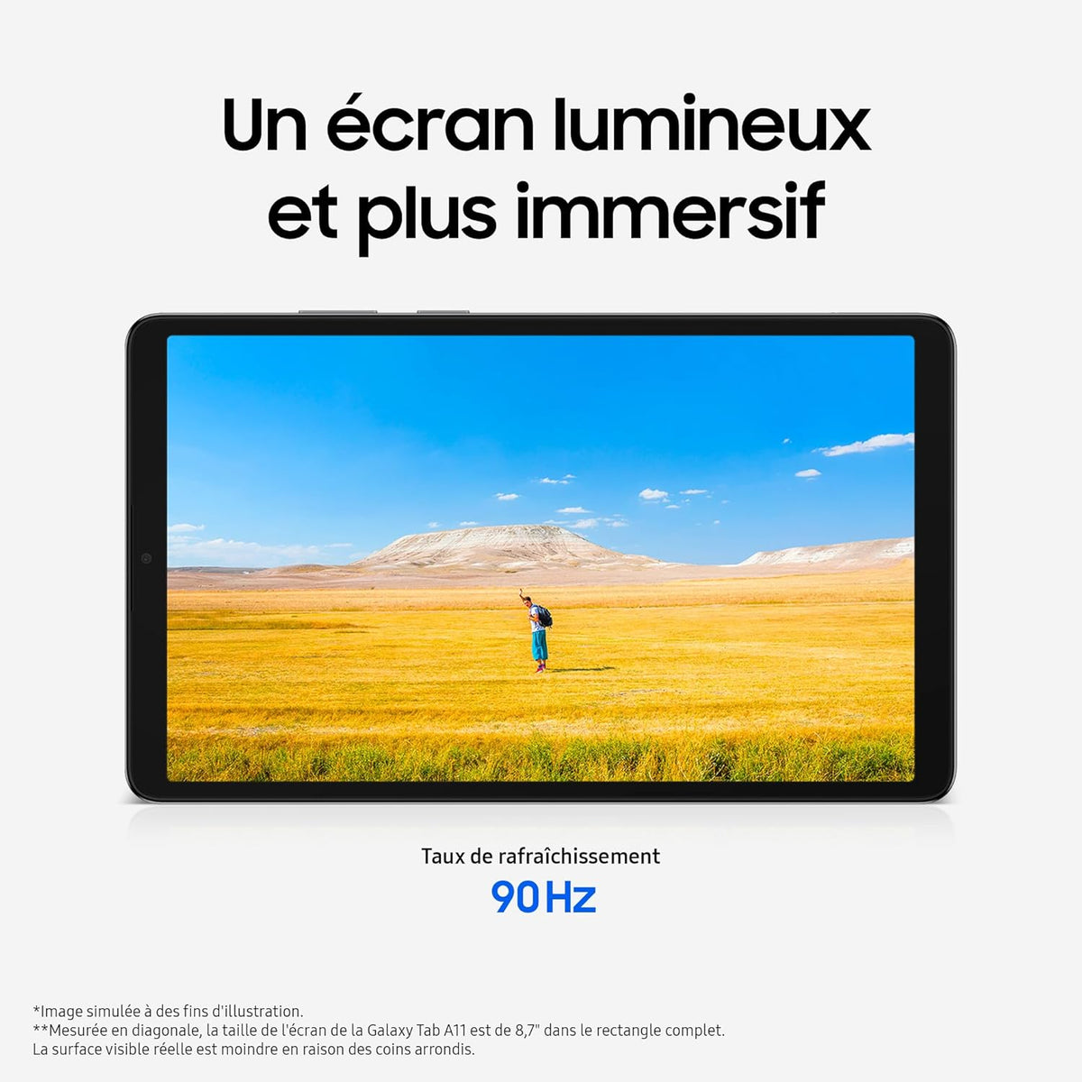 Tab A11 8.7" WiFi 128 Go, Tablette Android, RAM 8 Go, Son 3D, Gris, Chargeur Secteur Rapide 25W Inclus, Version FR