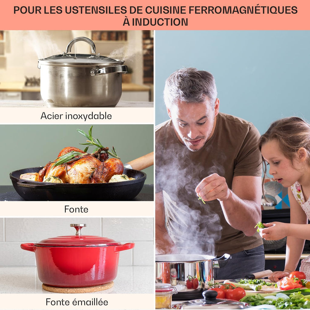 Klarstein Plaque Induction Encastrable 3500W, Table de Cuisson Induction en Zone Libre, Contrôle Tactile, Verre Céramique, 3500 W