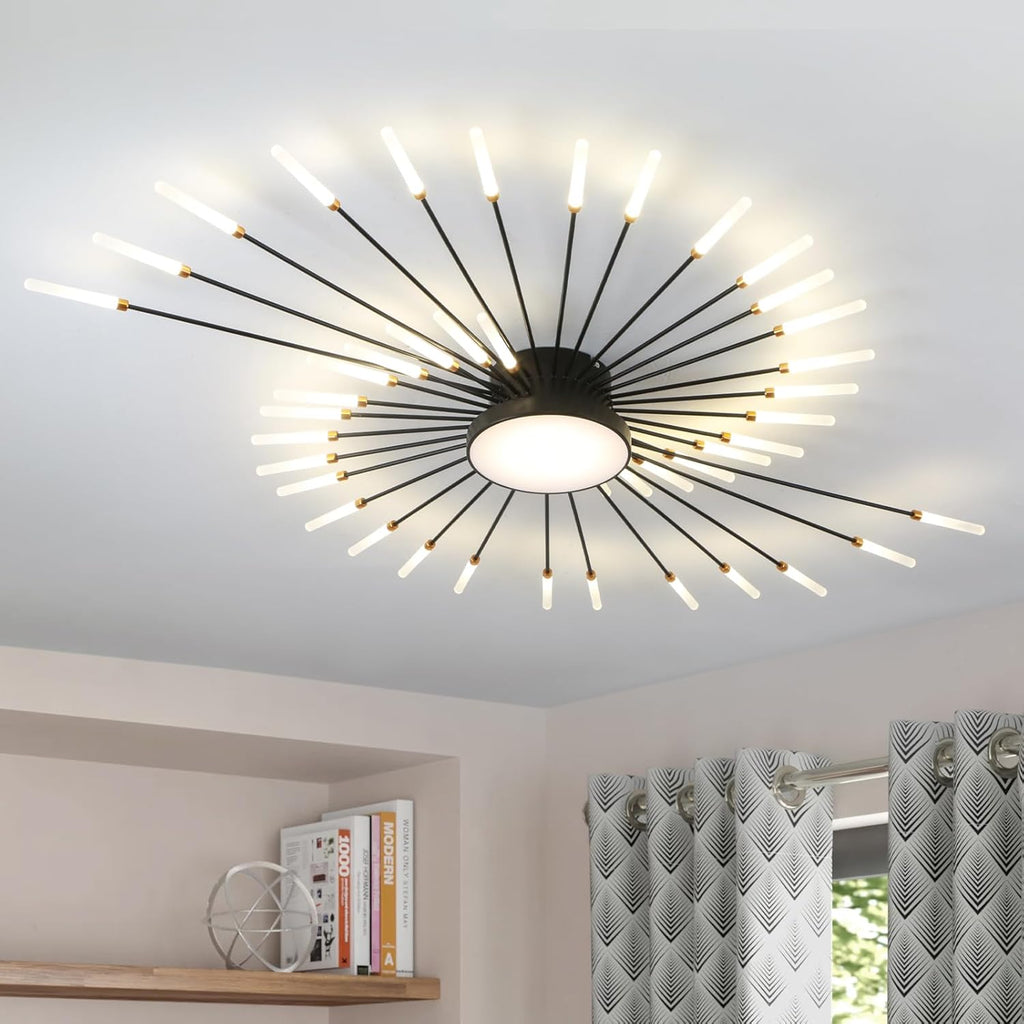 RRBEST Plafonnier LED Moderne Pour Salon,Acrylique Luminaire Plafonnier,Intérieur Design lampes de décoration pour salon chambre à coucher et salle à manger Noir,42+1 Tête