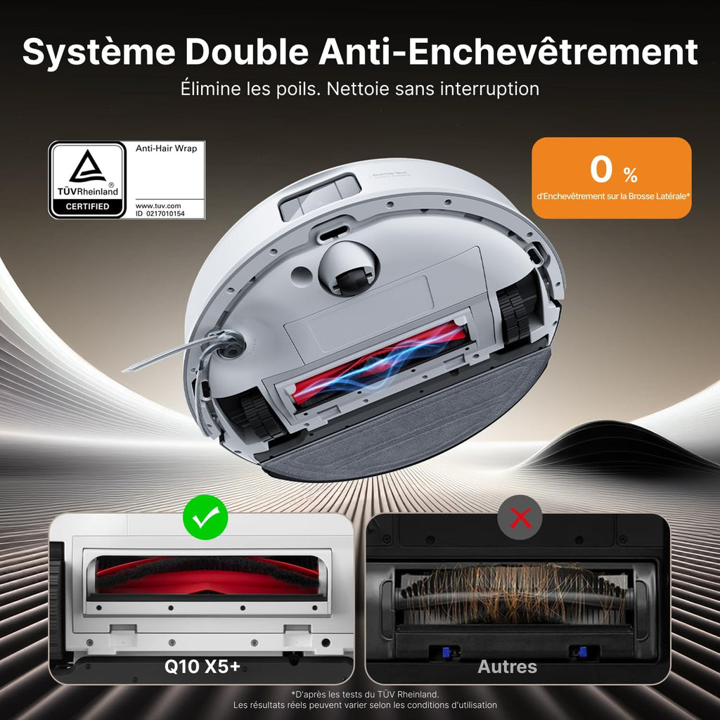 roborock Q10 X5+ Aspirateur Robot avec Station, Aspiration 10000Pa, Autovidante pour 7 semaines, Évitement Intelligent des Obstacles, Brosses Doubles Anti-Enchevêtrement, Blanc