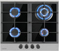 Klarstein Plaque de Cuisson à Gaz 4 Feux, Table de Cuisson 4 Brûleurs, 8.0 kW, Piano Cuisine en Acier Inoxydable, Encastrable, Inox
