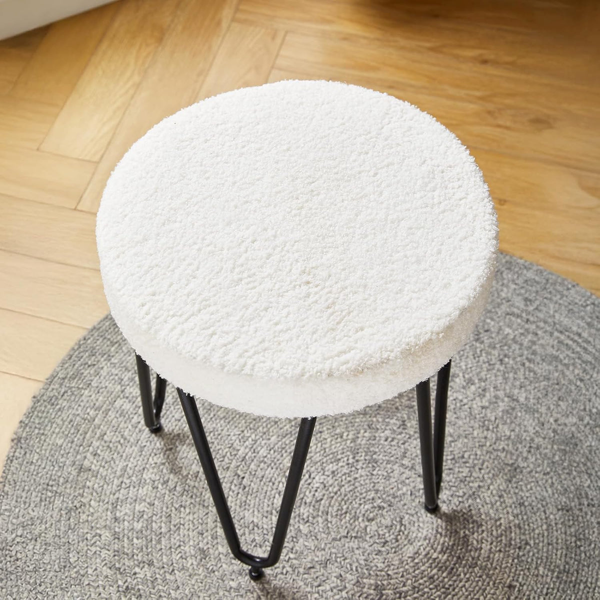 Coiffeuse avec Miroir LED, Pierre Sinterisée et Simili Cuir, Coiffeuse avec Tiroirs et Tabouret, pour Chambre, Design Moderne, Blanc
