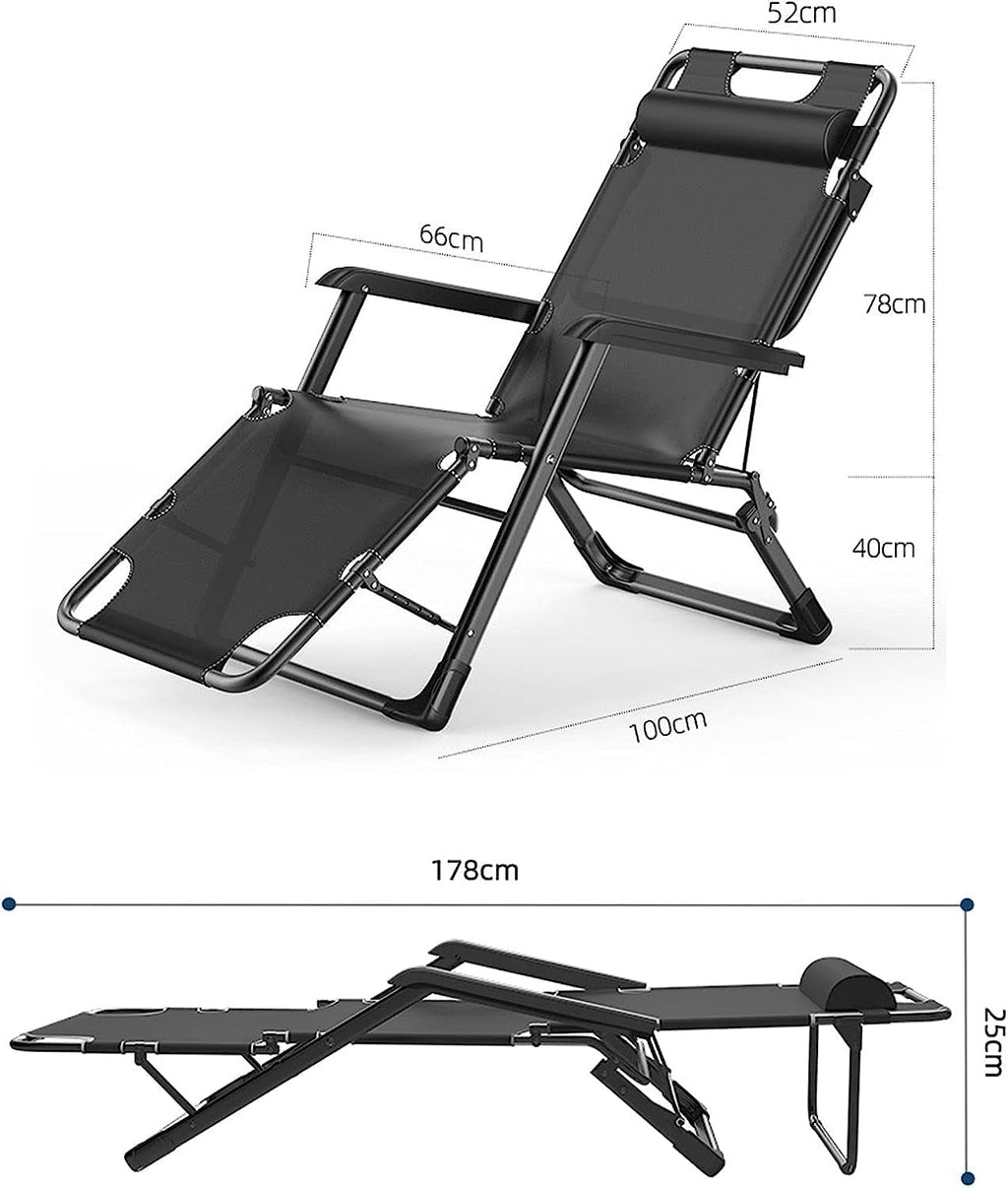 Chaise Longue Chaise Pliante Inclinable Longue Lit Pliant Portable d'angle De Réglage À 5 Vitesses Et Double Usage Pliante Relaxation