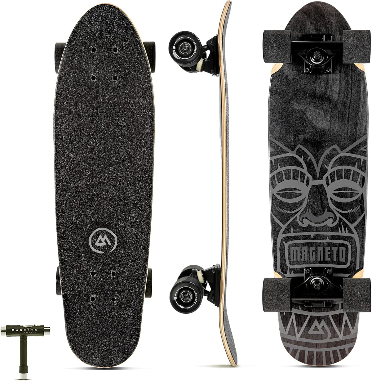 Magneto Mini Cruiser Skateboard Cruiser | Shortboard | Plate-Forme d'érable Canadien - Conçu pour Les Enfants, Les Adolescents et Les Adultes (Coeur Beat)