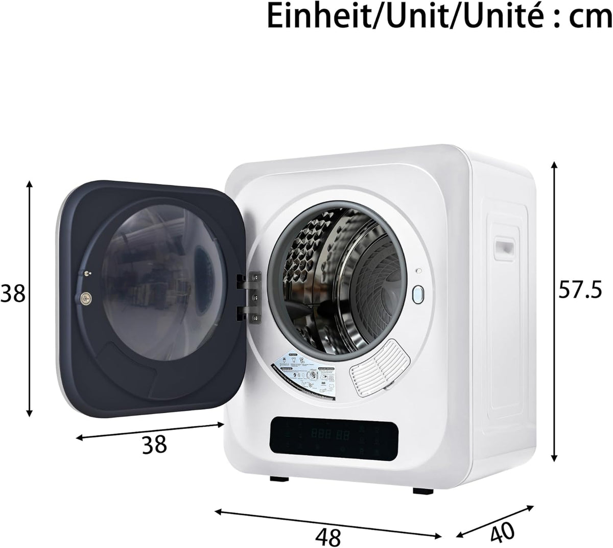 Merax Sèche-linge mural inox 3 kg (jusqu’à 4 kg) 850 W – 6 programmes & 6 fonctions, multi-filtration, protection surchauffe, montage mural - Blanc