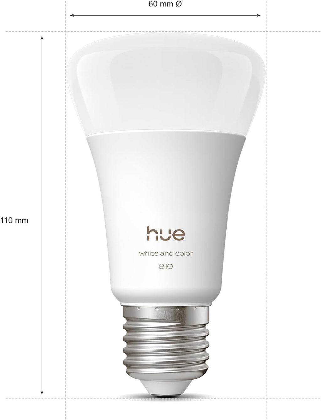 Hue Ampoule LED connectée A60, White and color, Culot E27, 6 W, Spectre complet 1000-2000 K, 810 lumens, Intensité variable, Compatible avec Alexa, Google Assistant et Home, pack de 4
