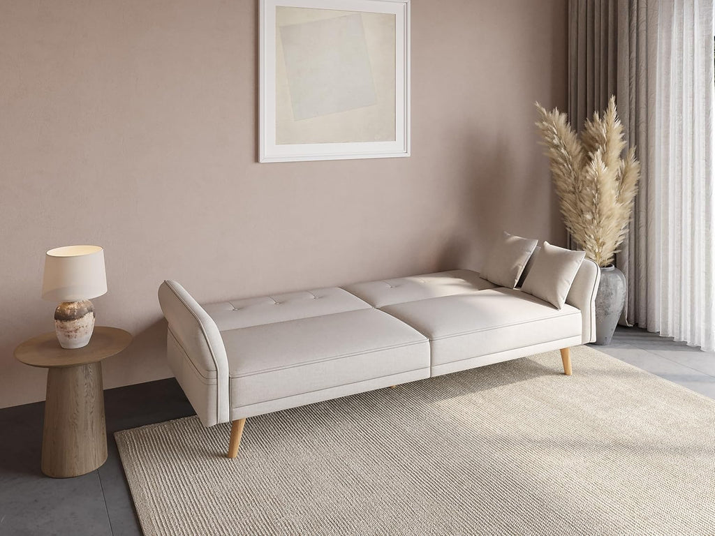 DecoInParis Canapé clic clac 3 Places en Tissu Beige Chili