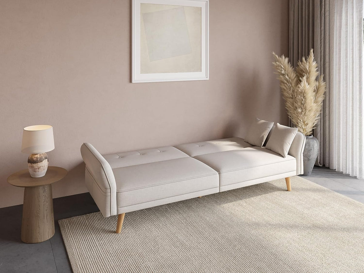 DecoInParis Canapé clic clac 3 Places en Tissu Beige Chili