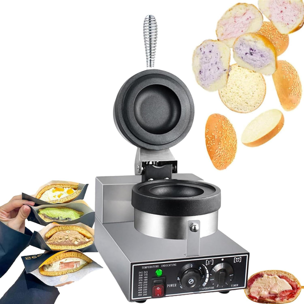 Machine à hamburger, machine à gaufres électrique commerciale, machine à paninis, presse à hamburgers antiadhésive, presse à sandwichs 1200 W, 22