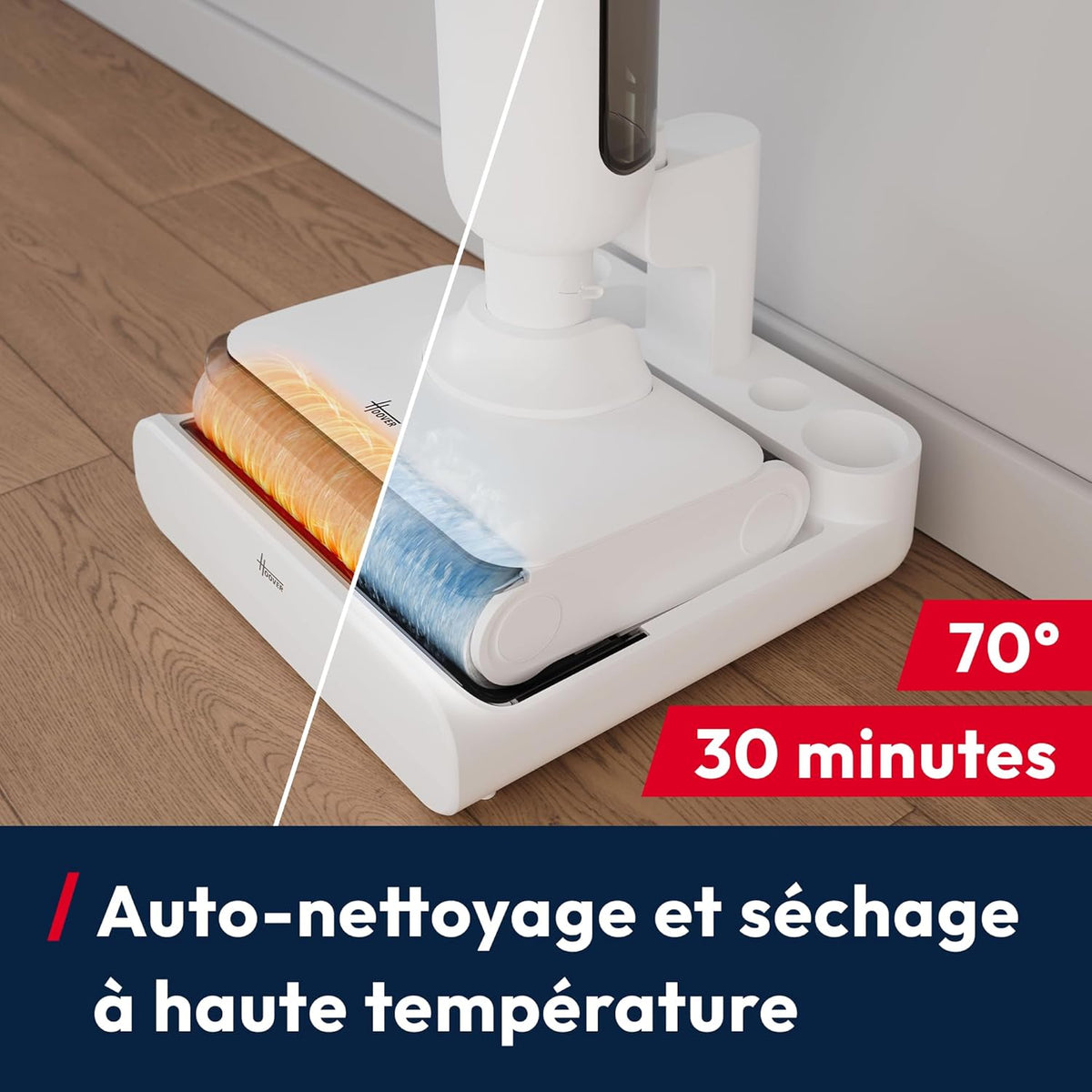 Hoover HW400 Aspirateur Laveur, sans Fil, Eau et Poussières, 180° à Plat, 50Min Autonomie, Techologie Anti-emmêlement, Auto-Nettoyage 70°C et Séchage 30Min, Nettoyage Triple Bord, 17000 Pa