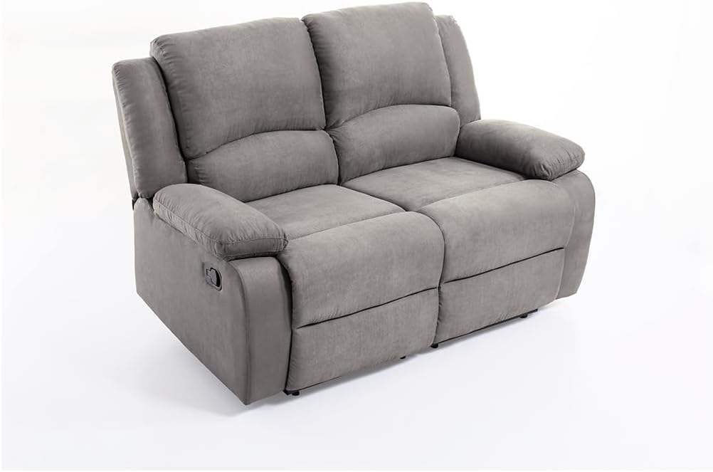 LOUNGITUDE - DETENTE - Canapé de Relaxation 2 Places en Microfibre - Gris