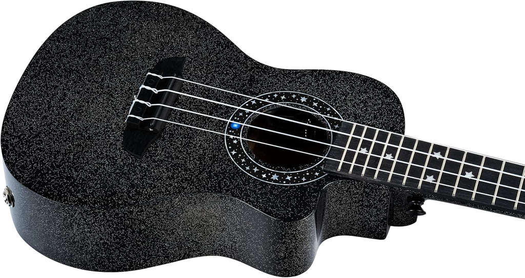 Ortega Guitars Ukulélé Concert Électro-Acoustique – Série Horizon – Housse Incluse – Agathis, Noir (RUHZ-CE-STAR)