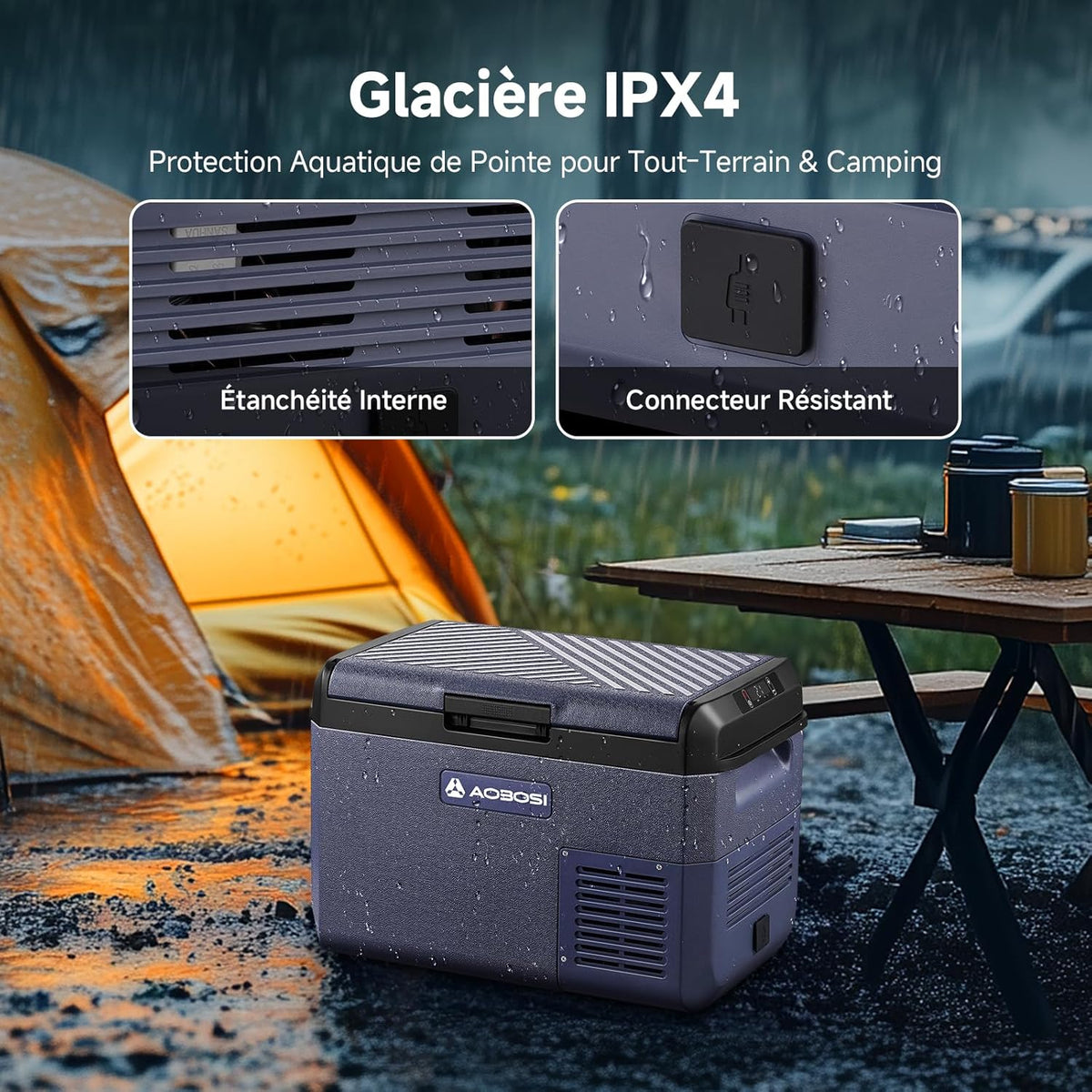 AAOBOSI Glaciere Electrique: 25L Glaciere a Compression, -20℃ à 20℃ Frigo Compression 12v, Glaciere Electrique 12v 220v pour Voiture, Camion, Camping-Car, Bateau et Prise de Co