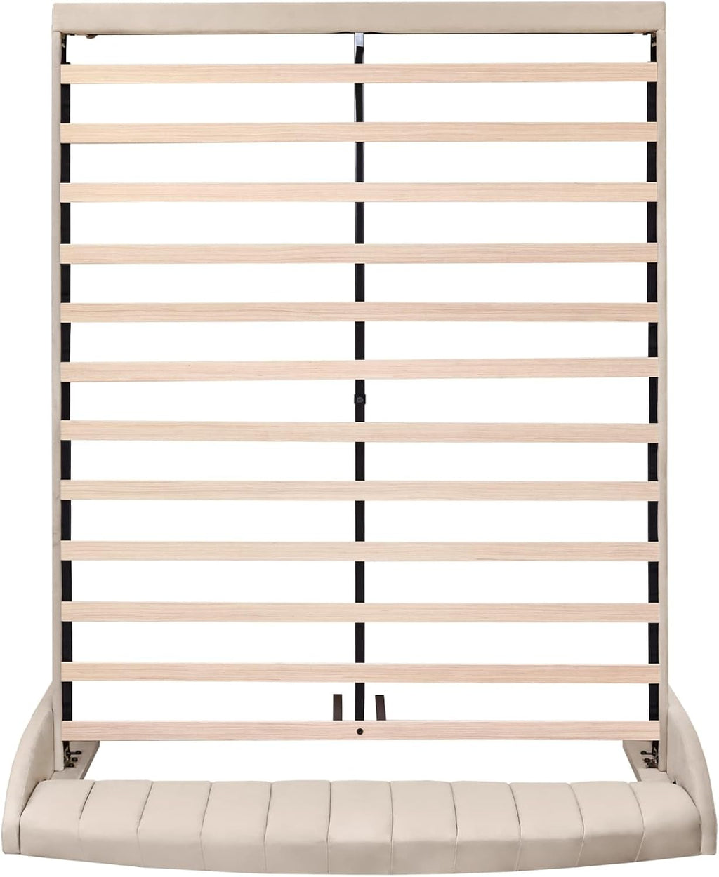 KOMHTOM Lit Double Rembourré en Velours avec Tête de lit, Lit Plateforme pour Adolescents et Adultes,Chambre à Coucher sans Matelas Beige, 160 x 200cm