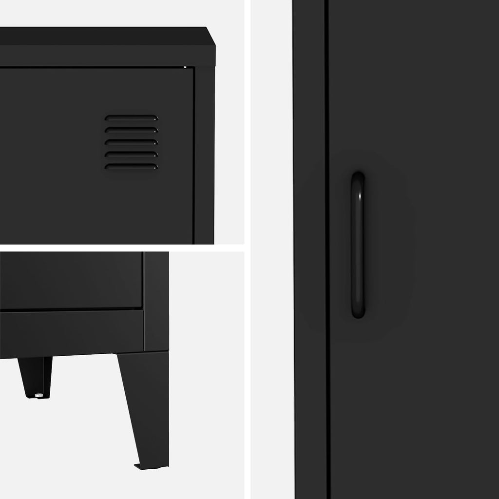 sweeek - Armoire Chambre Enfant en Acier Noir. 4 espaces de Rangement. casier. L 38 x P 38 x H 180 cm