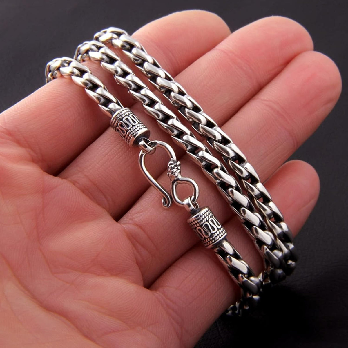 AmDxD Bijoux Collier Argent Homme 925 Spiga Collier Chaîne 4.6mm Colliers Vintage
