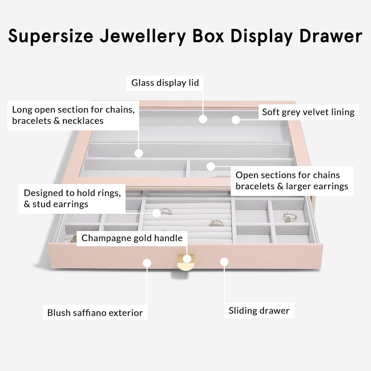 Stackers Blush Supersize Jewellery Box - Set of 3 (with Drawers)