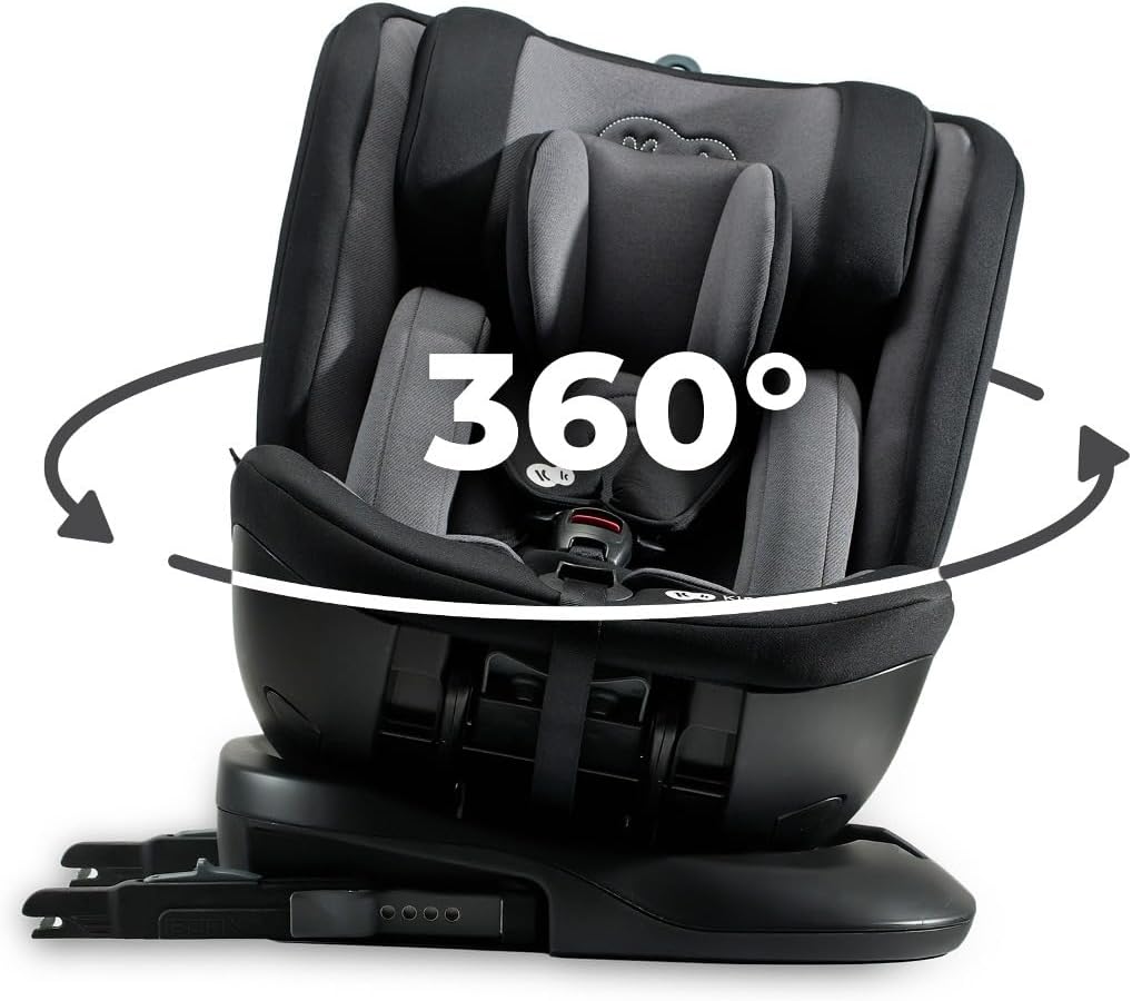 Kinderkraft XPEDITION I-Size 40-150 cm, Siège auto bébé 0 à 36 kg évolutif, Groupe 0/1/2/3, Isofix 360° pivotant, Têtière et largeur d'assise ajustable d'une seule main, Protections latérales, Noir