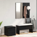 Owoxanthellate Lot de 3 meubles de couloir - Chêne noir - 80 x 31 x 40 cm - Look moderne - Avec miroir et tiroirs - Design rembourré peu encombrant - Pour couloir, chambre à coucher et petit bureau à