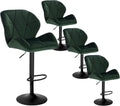 WOLTU Lot de 4 Tabouret de Bar réglable en Hauteur Chaise Haute pour Bar avec Dossier siège rembouré en Velours Pied en métal,Vert Foncé BH139dgn-4
