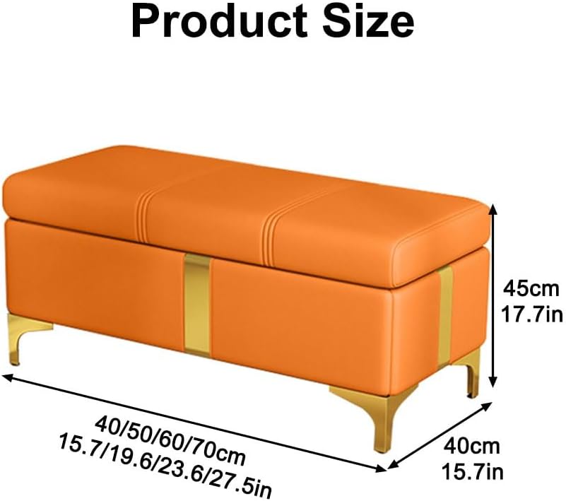 Banc de rangement avec siège rembourré pour chambre à coucher, grand ottomane avec couvercle pour bout de lit, gris foncé, 40 cm, solution de rangement élégante pour décoration d'intérieur