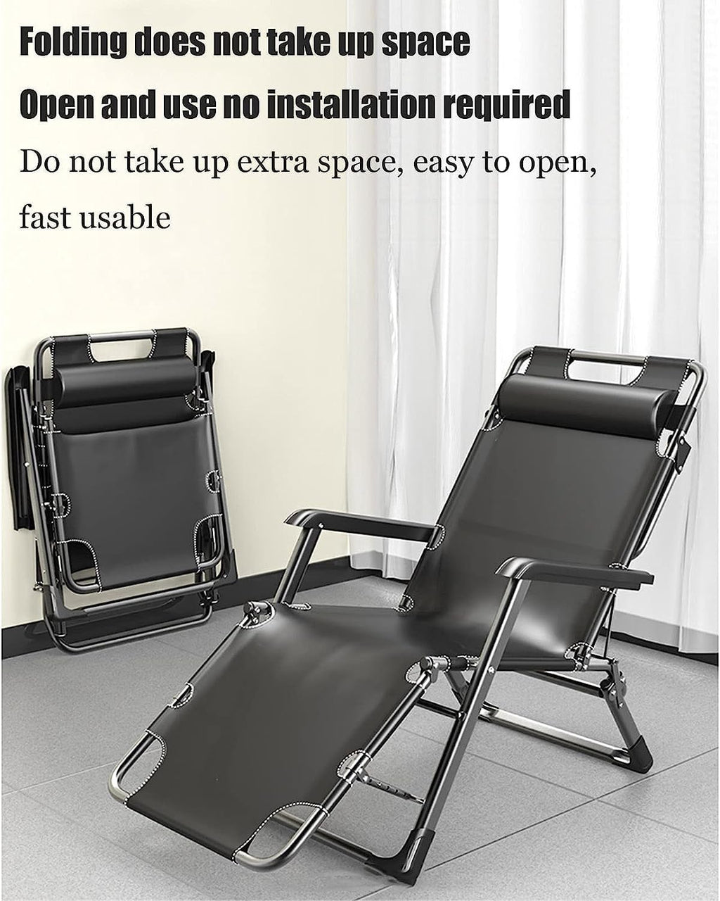 Chaise Longue Chaise Pliante Inclinable Longue Lit Pliant Portable d'angle De Réglage À 5 Vitesses Et Double Usage Pliante Relaxation