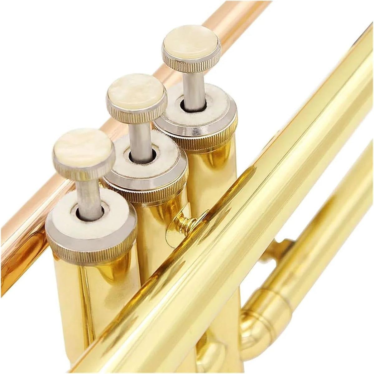 Trompette professionnelle Trompette de musique professionnelle Bb B tube en cuivre plat instrument à vent avec embout et boîte de sangle(Color:3/4)