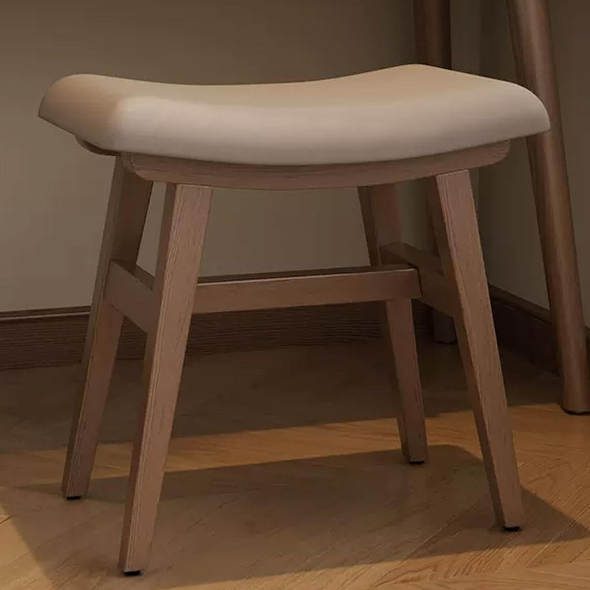 Tabouret de coiffeuse rembourré moderne et élégant avec pieds en bois, siège polyvalent pour femme, idéal pour coiffeuse et décoration d'intérieur
