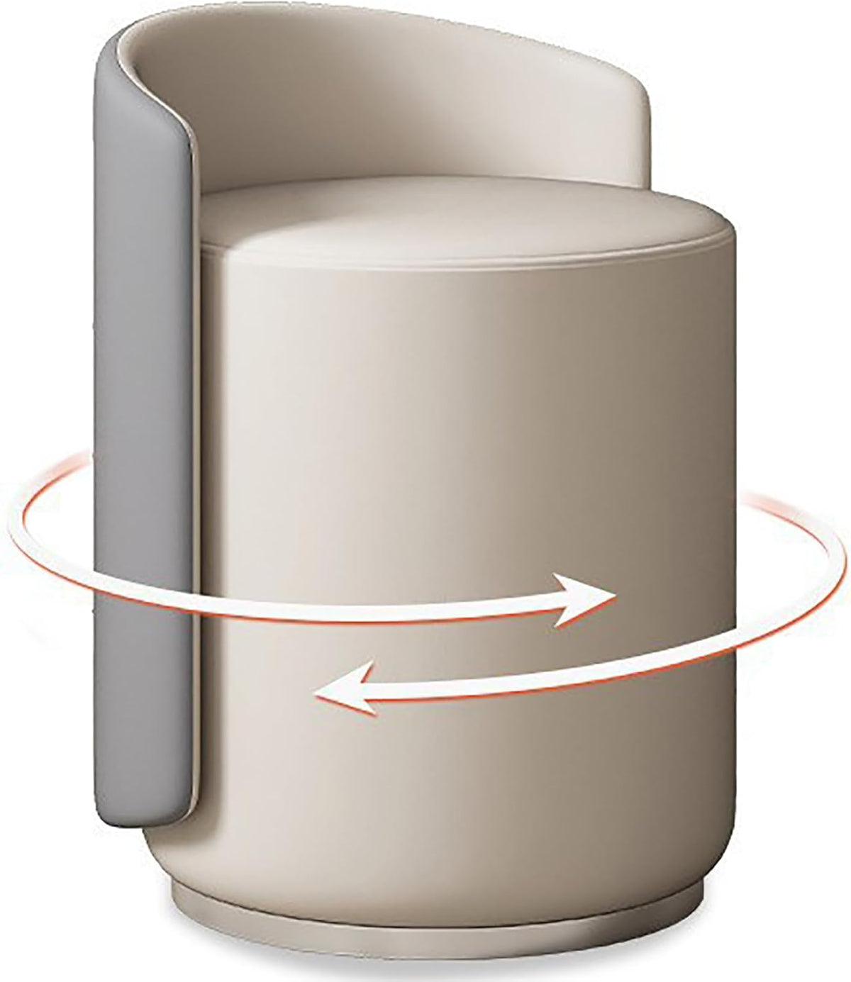 Tabouret de coiffeuse pivotant à 360 ° avec dossier bas pour chambre à coucher et étude, siège confortable gris pour beauté et toilettage