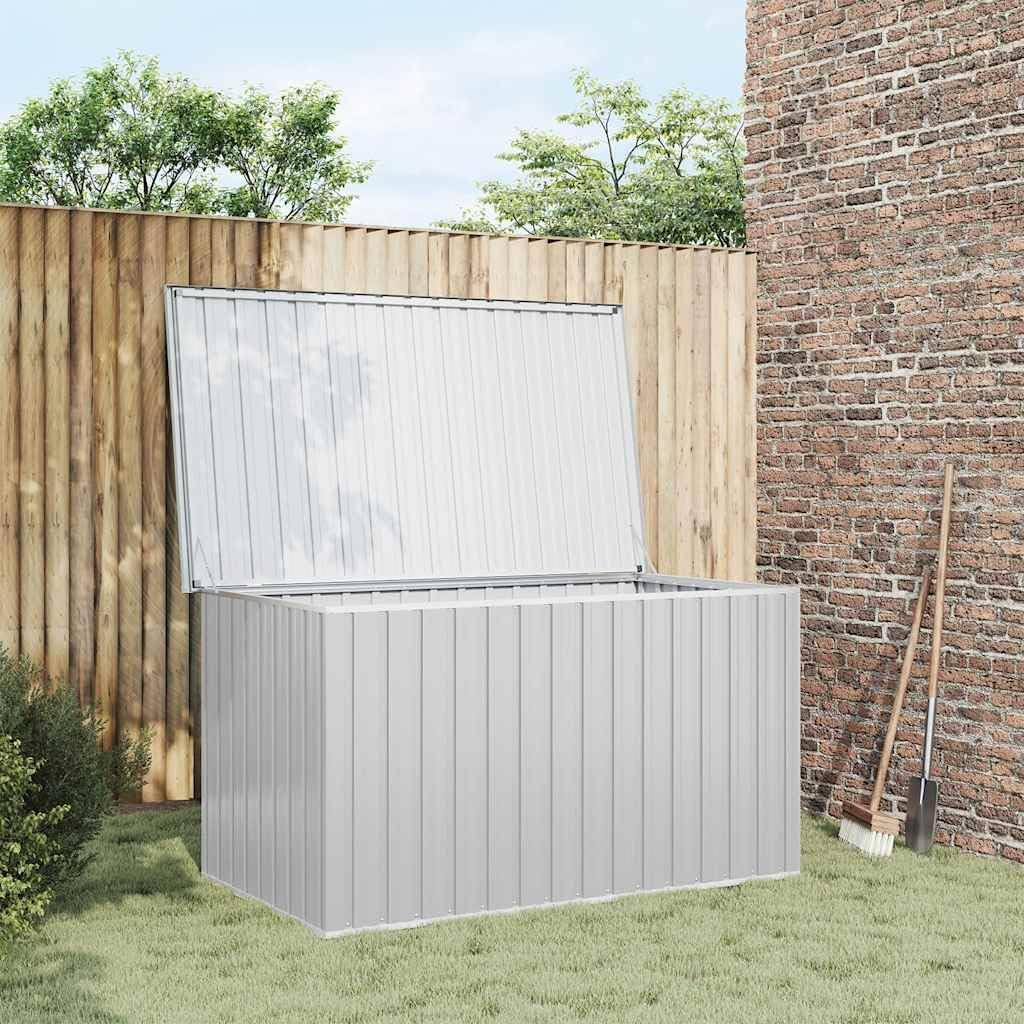 Teenpull Boîte de rangement de jardin grise - 171 x 99 x 93 cm - En acier galvanisé - Étanche - Pour coussins, couvertures, outils, meubles de jardin