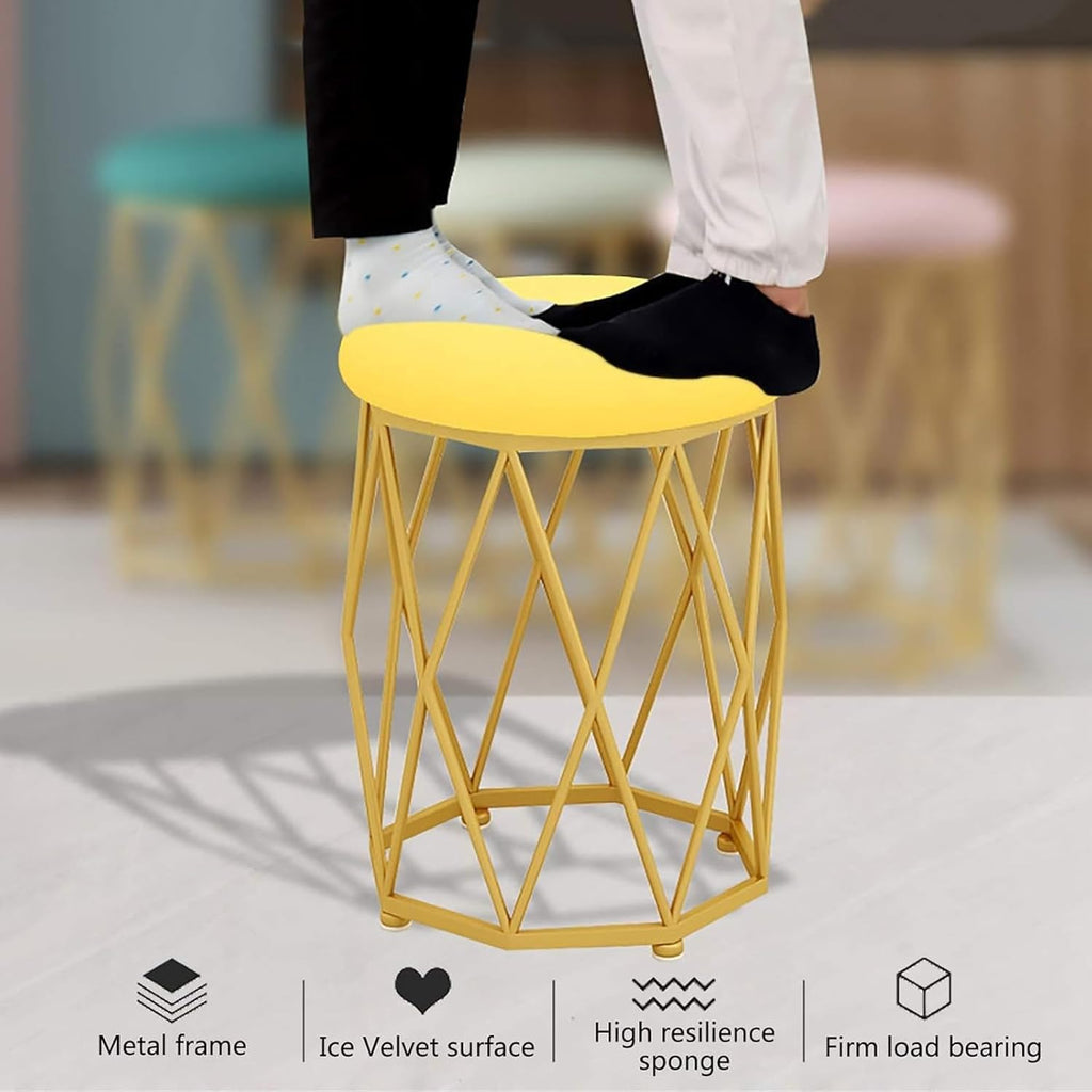 Tabouret de maquillage moderne en fer rembourré avec rembourrage en éponge - Banc à chaussures polyvalent pour chambre à coucher et salon - Élégant siège de coiffeuse pour décoration d'intérieur