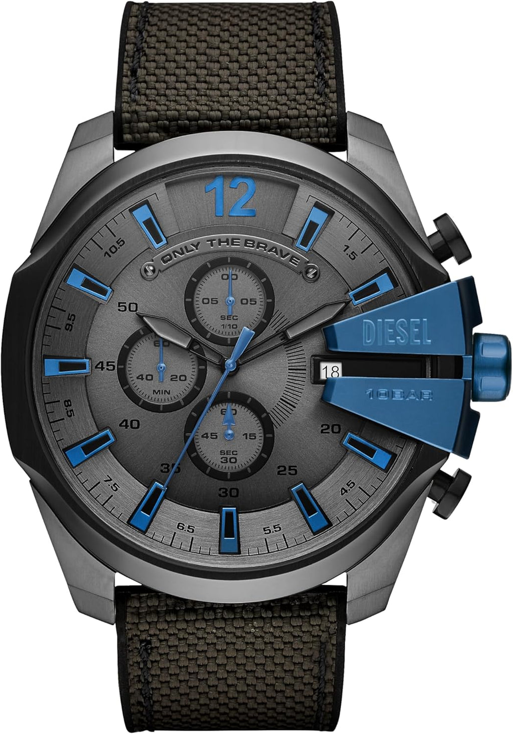 Diesel Montre Mega Chief pour Homme, Mouvement chronographe avec Bracelet en Silicone ou synthétique