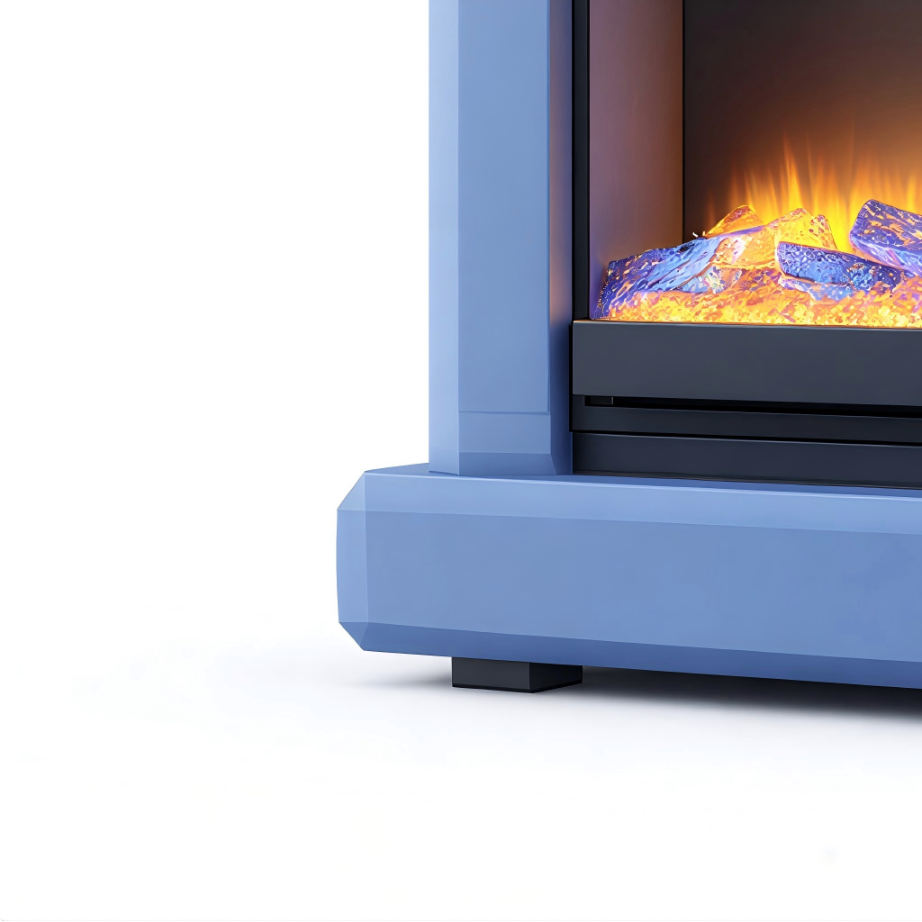 Cheminée électrique sur pied 90x28x110 cm - bleu/noir - effet flamme LED décoratif