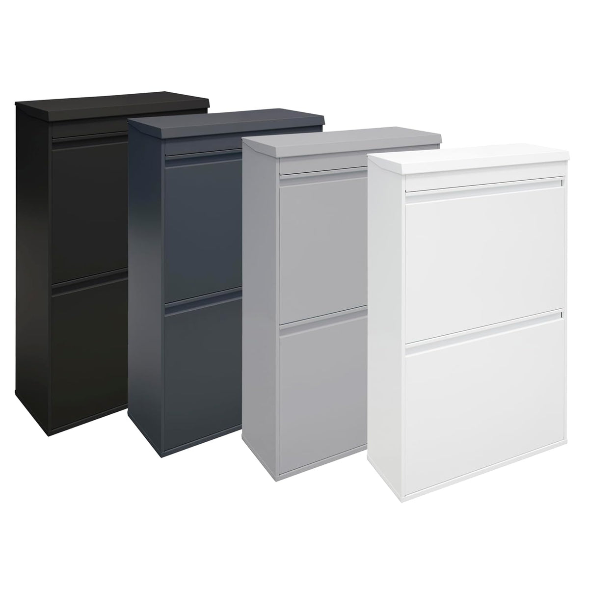 ARREGUI Top CR624-B Poubelle de recyclage en acier, poubelle de tri sélectif, 4 seaux, avec plateau supérieur multifonction, 4 x 17 L (68 L), gris foncé anthracite