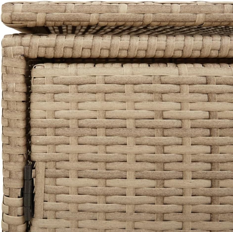 prissent Armoire de rangement de jardin, 110 x 55 x 60,5 cm, coffre pour jardin, coffre de jardin, fournitures de meubles de balcon, meubles de jardin, beige, rotin PE, acier