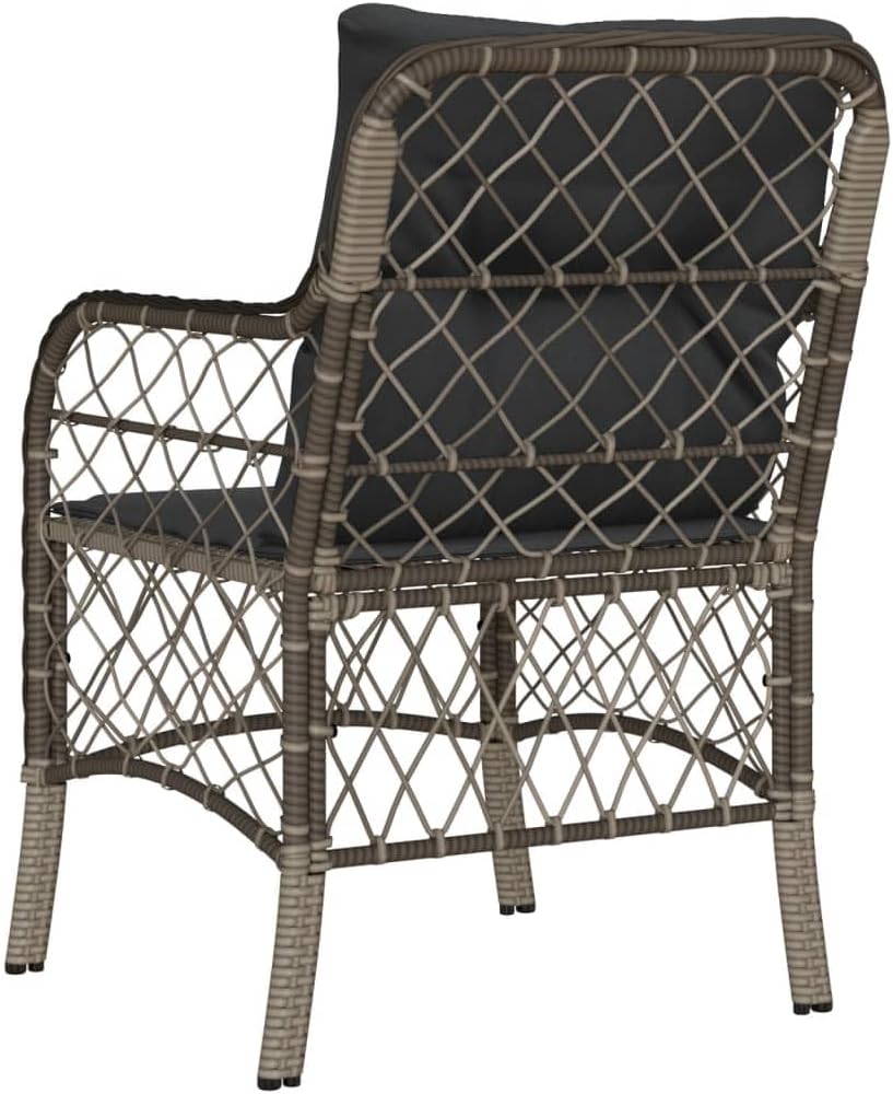 ShGaxin Chaises de jardin avec coussins 2 pièces grises en polyrotin, chaises de jardin, chaises d'extérieur, chaises pour table de jardin, 365155