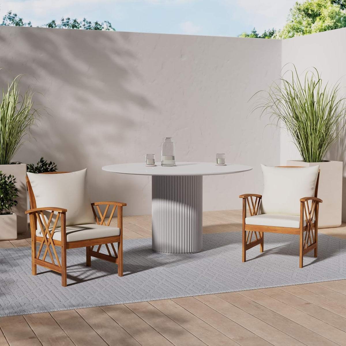vidaXL 2X Bois d'Acacia Massif Chaises de Jardin avec Coussins Fauteuils de Patio Fauteuils de Jardin Chaises de Terrasse Extérieur Arrière-Cour