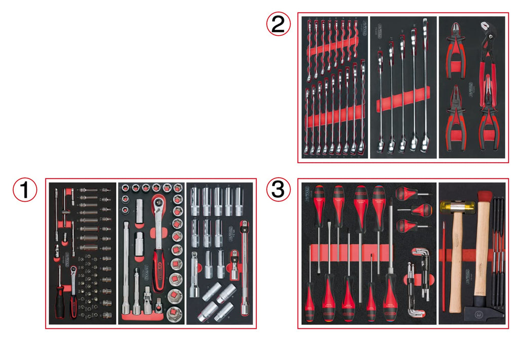 KS outils 714.0158 Composition d'outils 3 tiroirs pour servante, 158 pièces