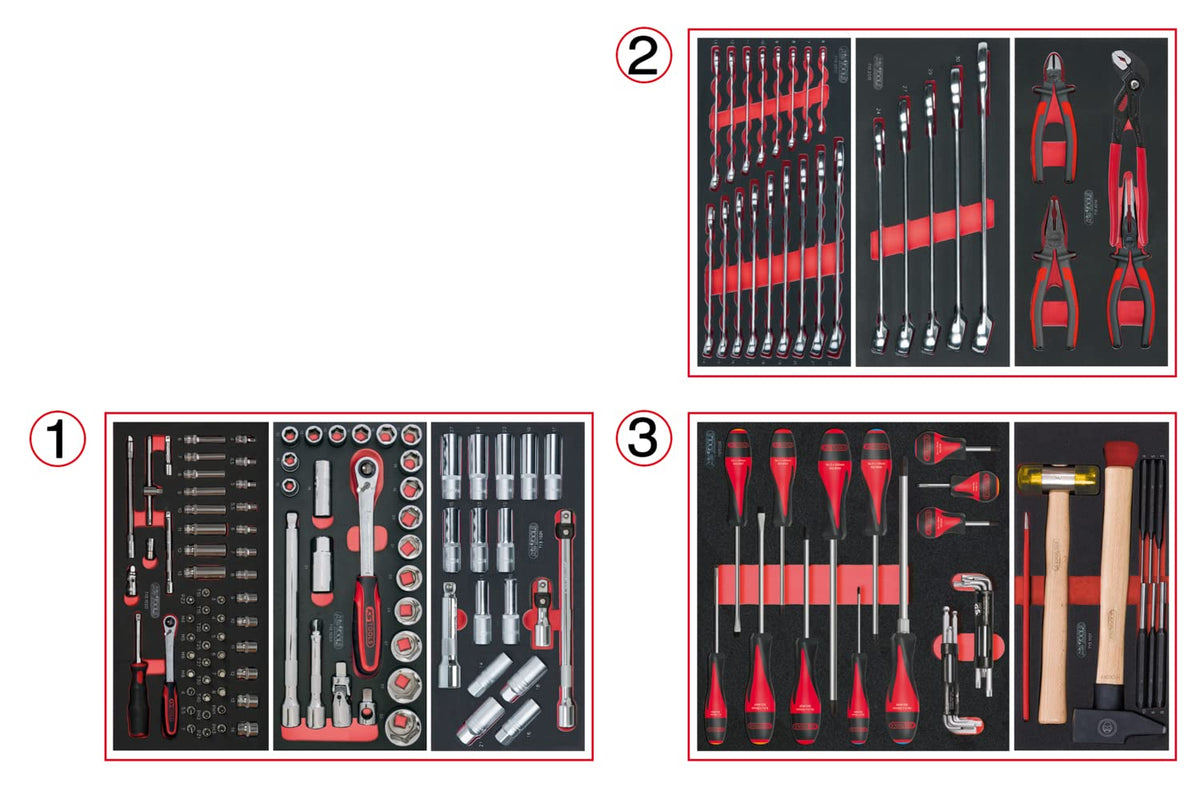 KS outils 714.0158 Composition d'outils 3 tiroirs pour servante, 158 pièces