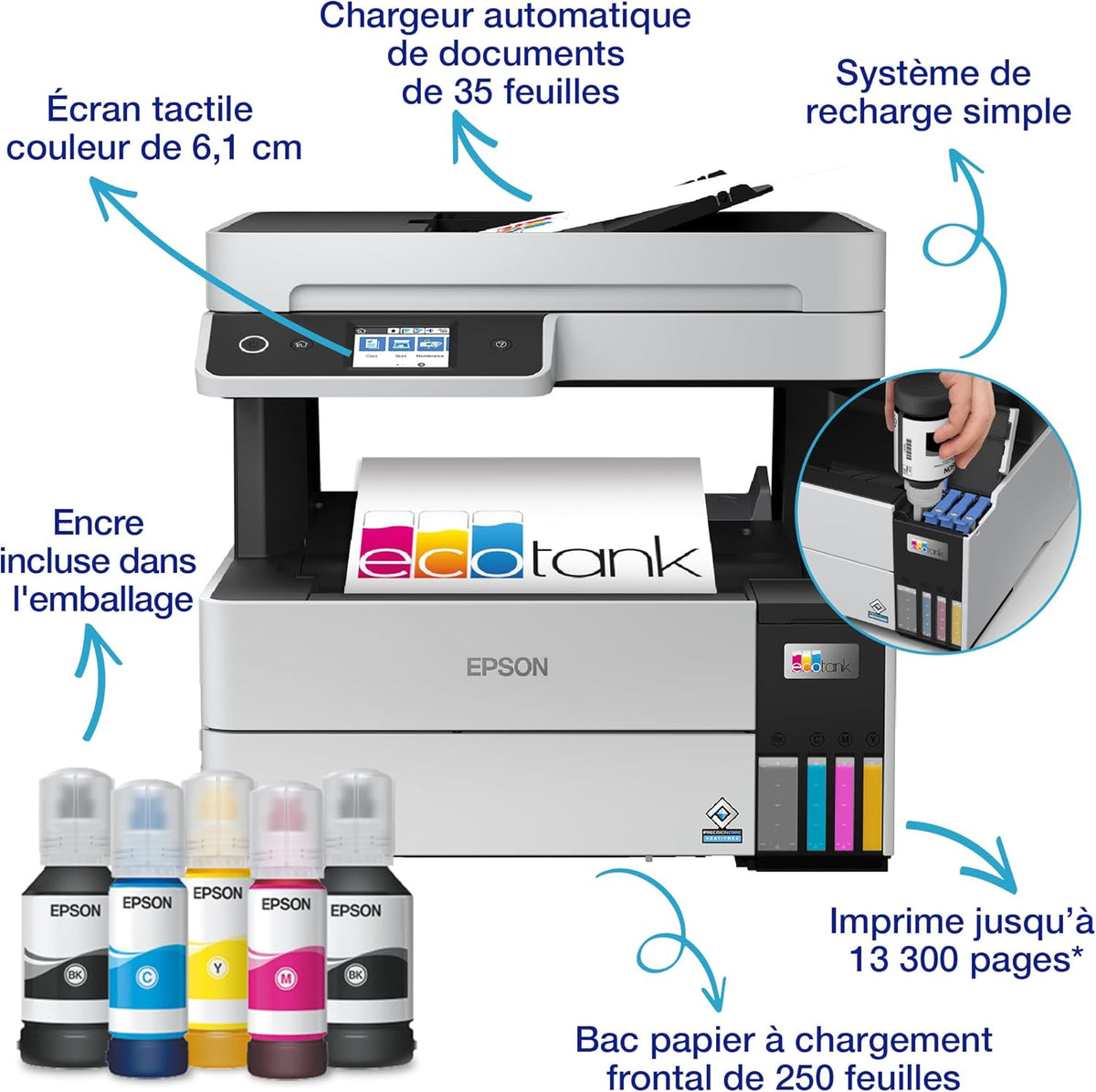 Imprimante multifonction A4 EcoTank ET-5150 avec réservoir d’encre et Wi-Fi