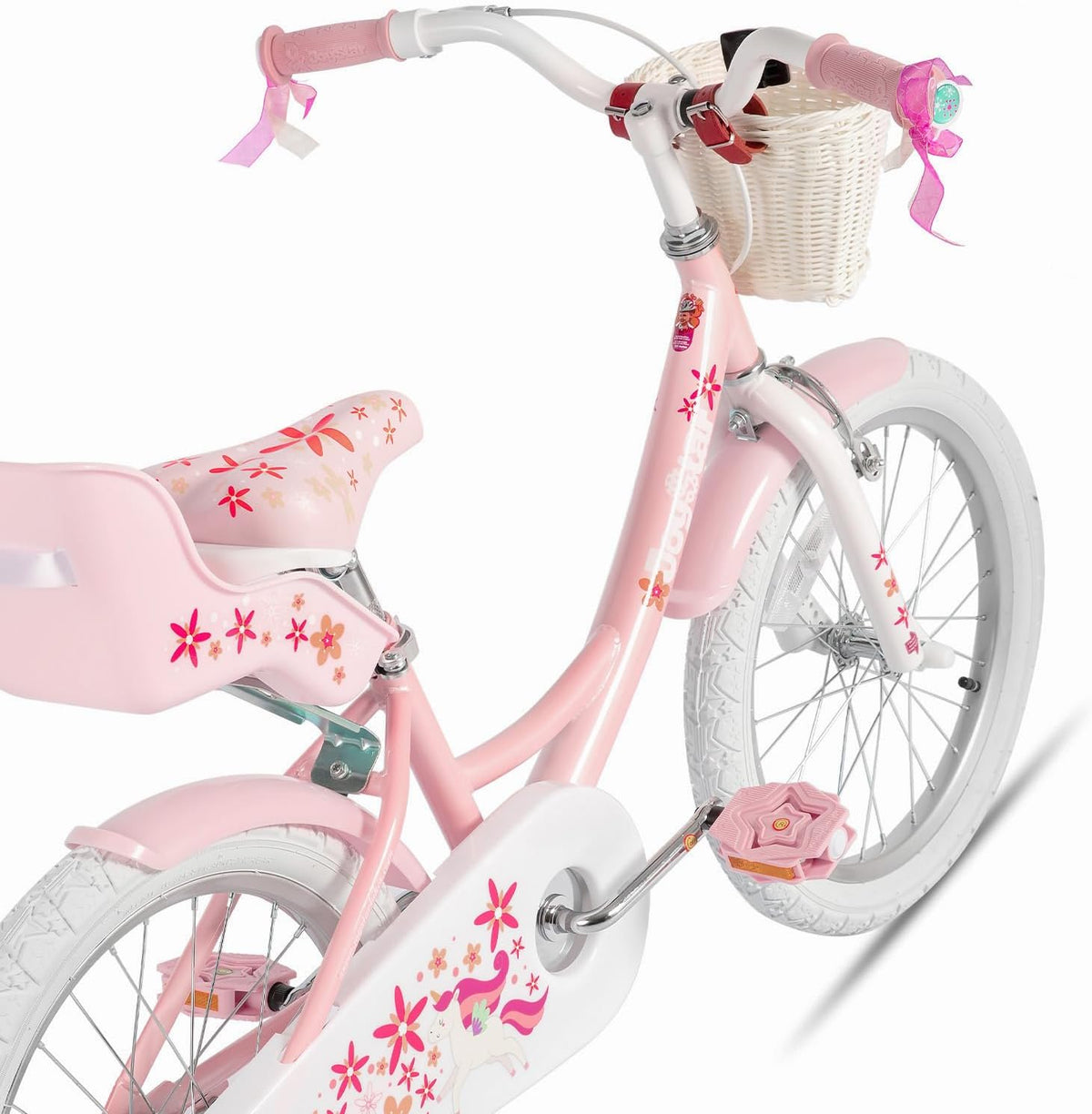 JOYSTAR Vélo Licorne 12/14/16/18 Pouces pour Filles 2-9 Ans, vélo Enfant avec siège vélo poupée et Roues stabilisatrices& Panier