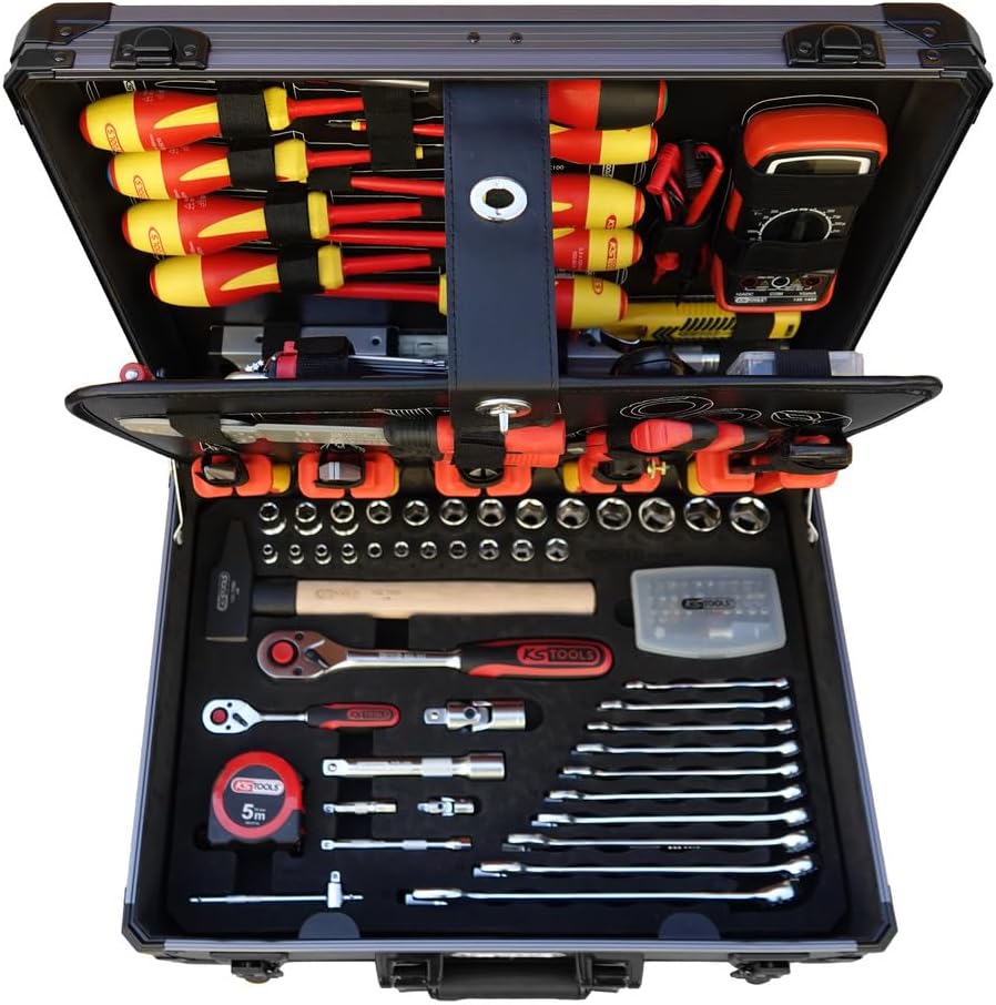 KS Tools - 922.0642F - Valise pour électricien et électromécanicien 1/4'' + 1/2", 142 pièces