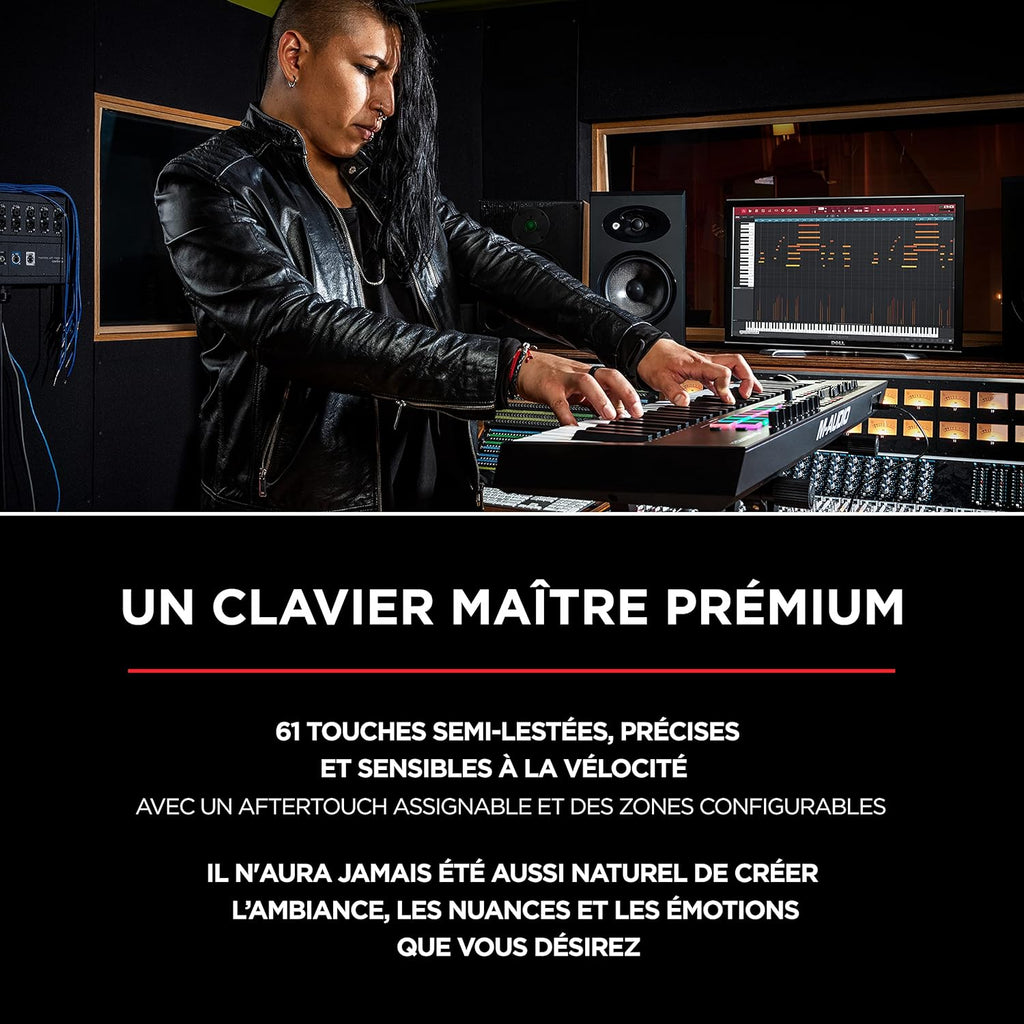 M-AUDIO Oxygen Pro 61 – Clavier maître USB-MIDI 61 touches avec pads, potentiomètres, boutons et faders assignables MIDI et pack de logiciels inclus