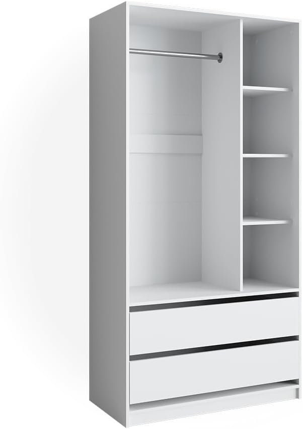 Vicco Armoire pour Enfants Elmo, Blanc, 100 x 200 cm avec 2 tiroirs