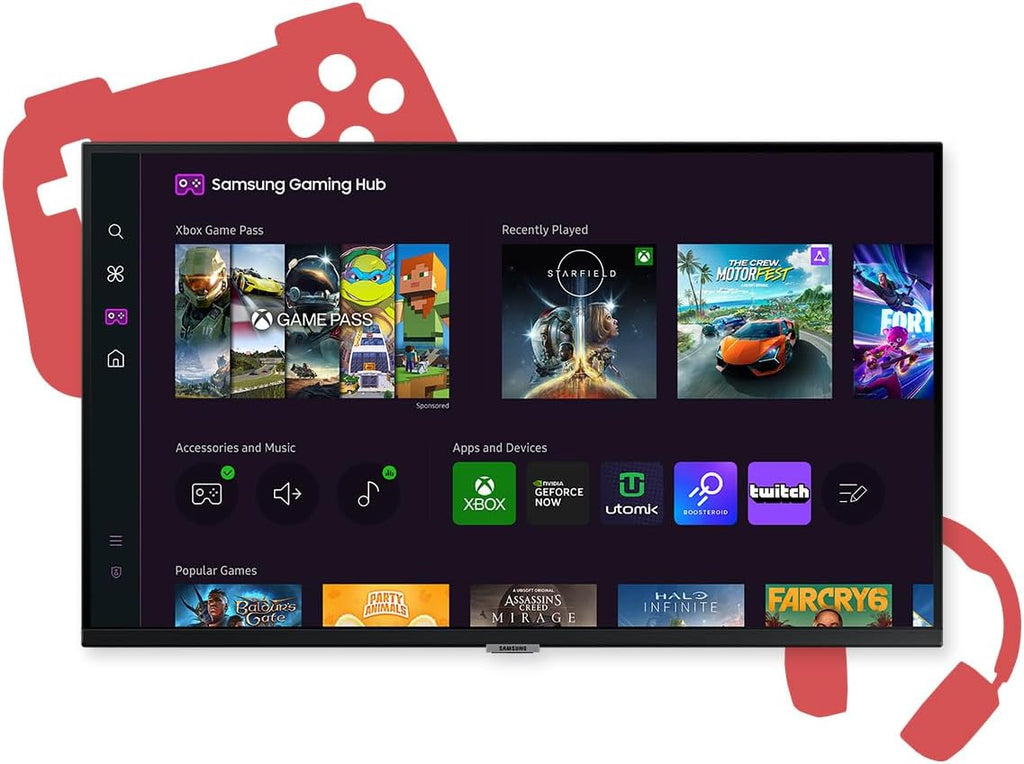 Smart Monitor M5 Noir - 32'' - Dalle VA, FHD (1920 x 1080), 60Hz, 4ms, Inclinable, 2 x HDMI (1.4), 2 x USB-A, Smart TV, Gaming Hub, LS32DM502EUXEN
