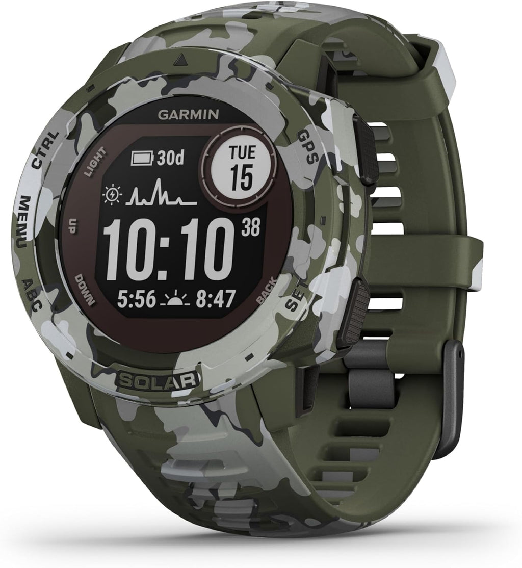 Instinct Solar Camo Edition - Montre GPS de plein air robuste avec chargement à l'énergie solaire - Lichen (Reconditionné)