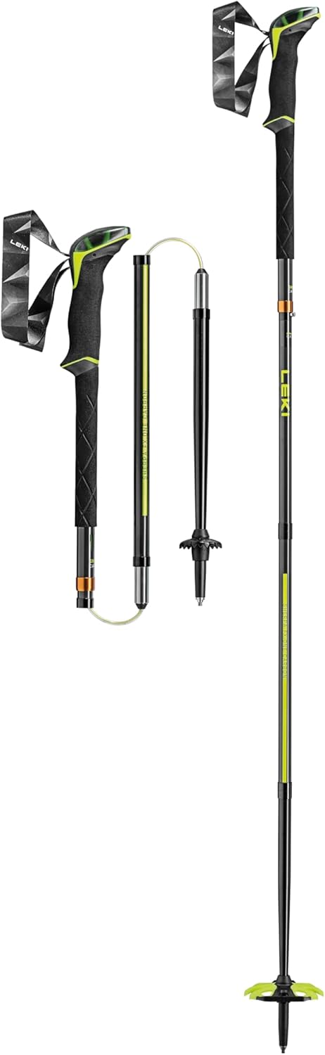 LEKI Sherpa FX.One Bâtons en Carbone Naturel et Blanc néonyel 140 cm